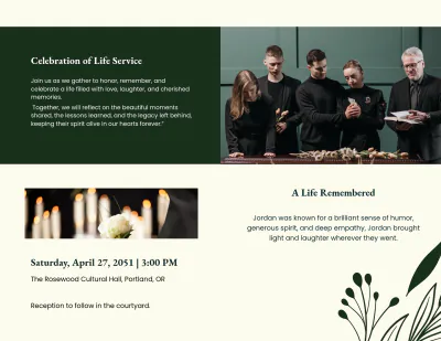Free Sample Eulogy Funeral Bi-Fold Brochure Template to Edit Online