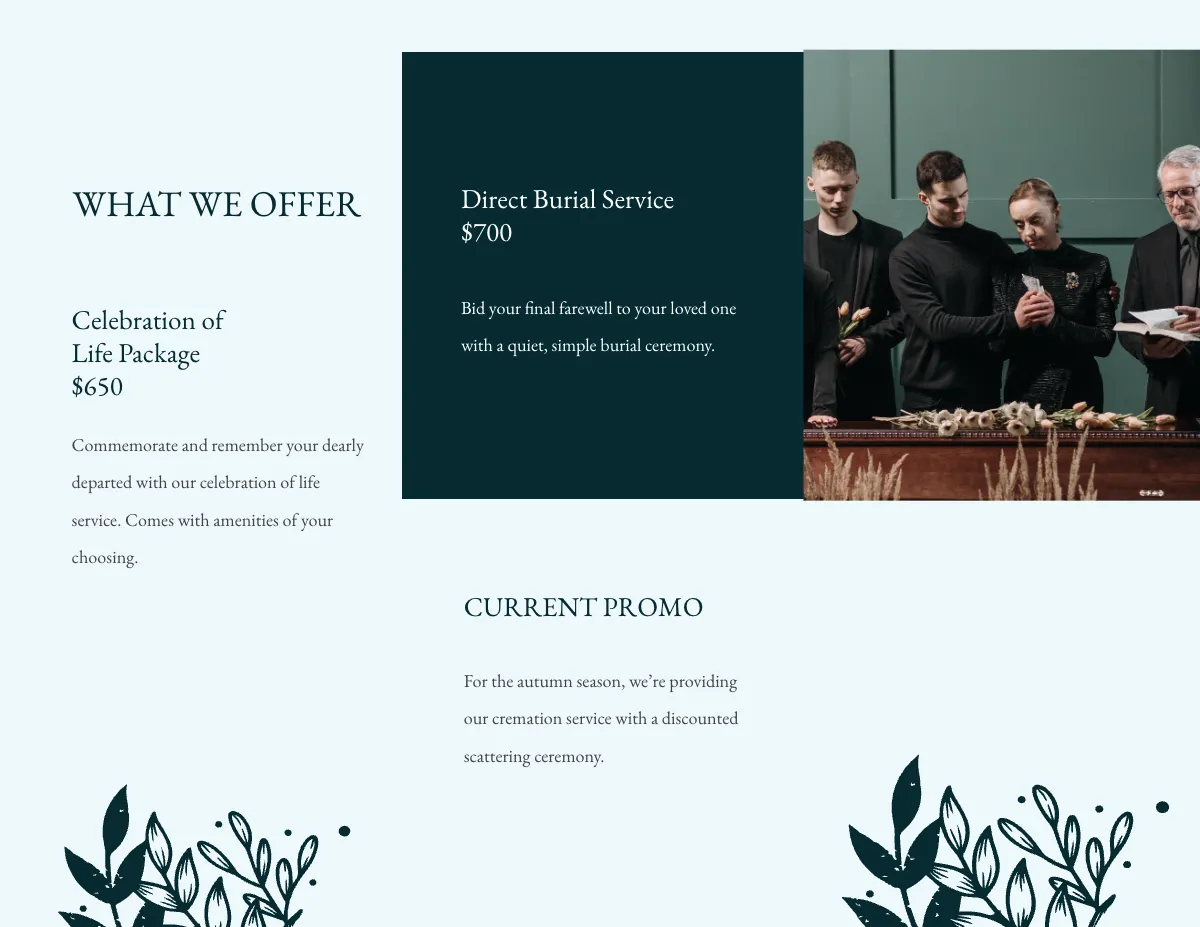 Free Sample Eulogy Funeral Tri-Fold Brochure Template to Edit Online