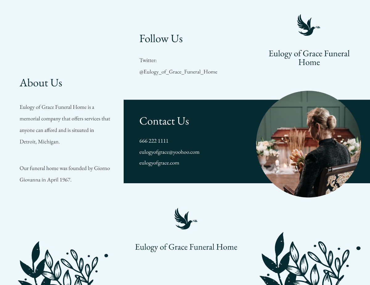 Sample Eulogy Funeral Tri-Fold Brochure Template - Edit Online & Download