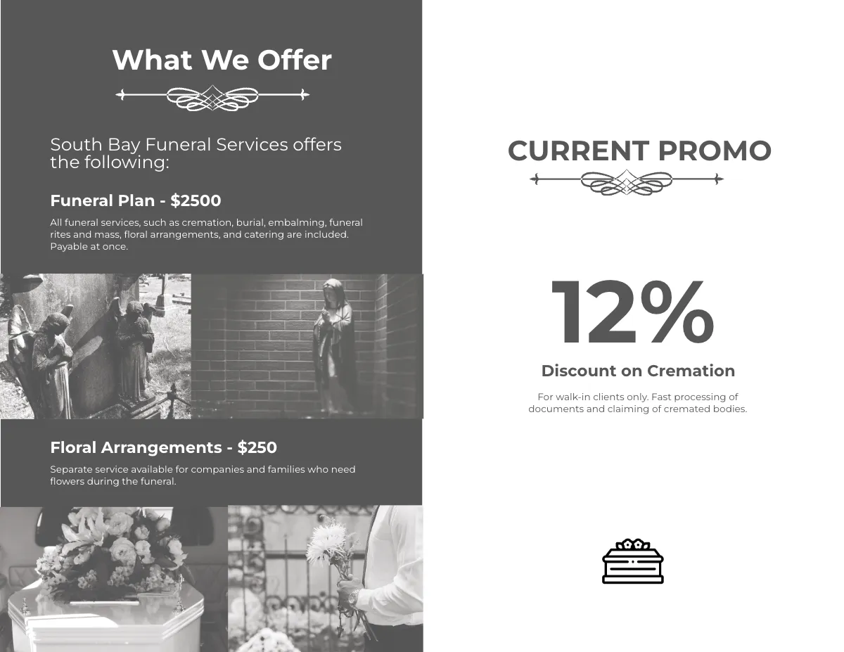 Free Simple Funeral Service Bi-Fold Brochure Template to Edit Online