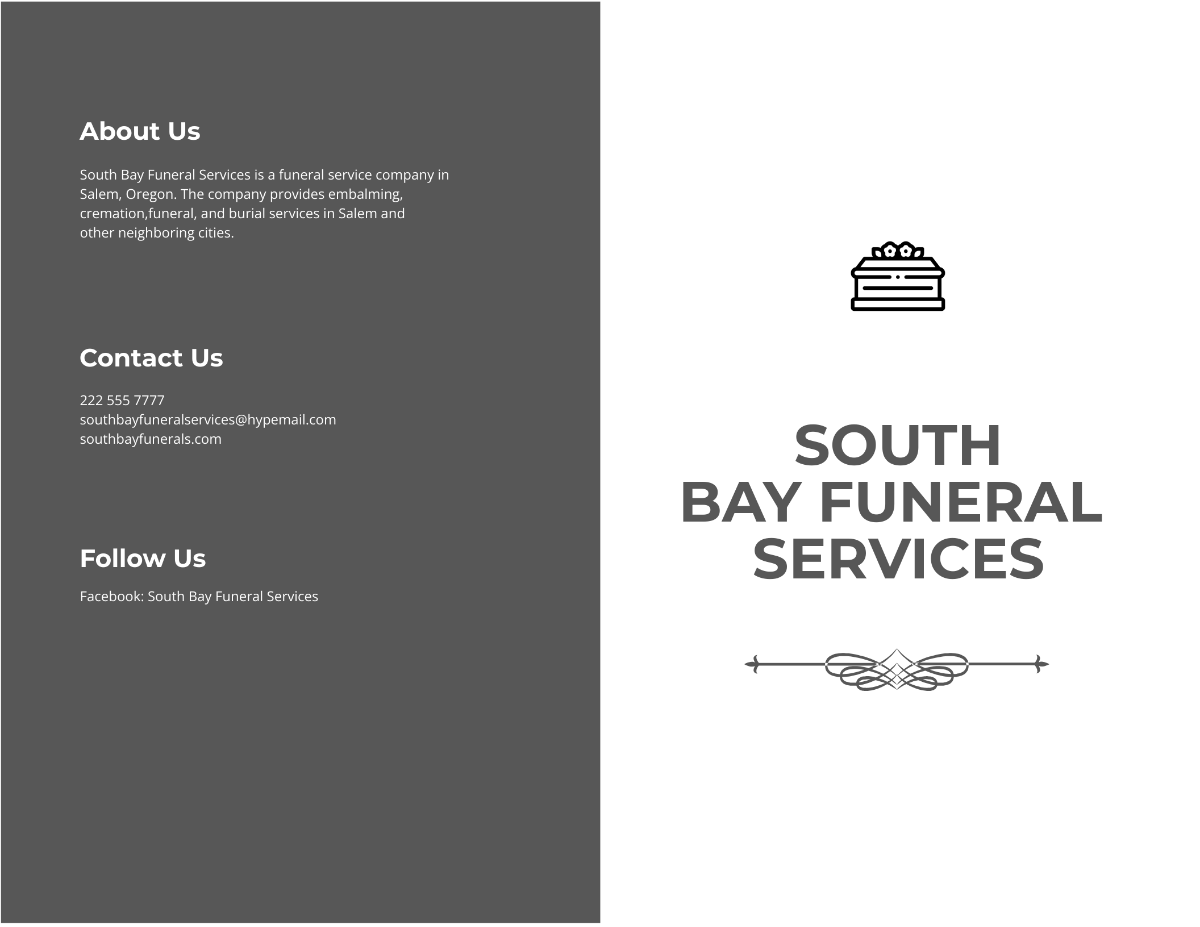 Simple Funeral Service Bi-Fold Brochure Template