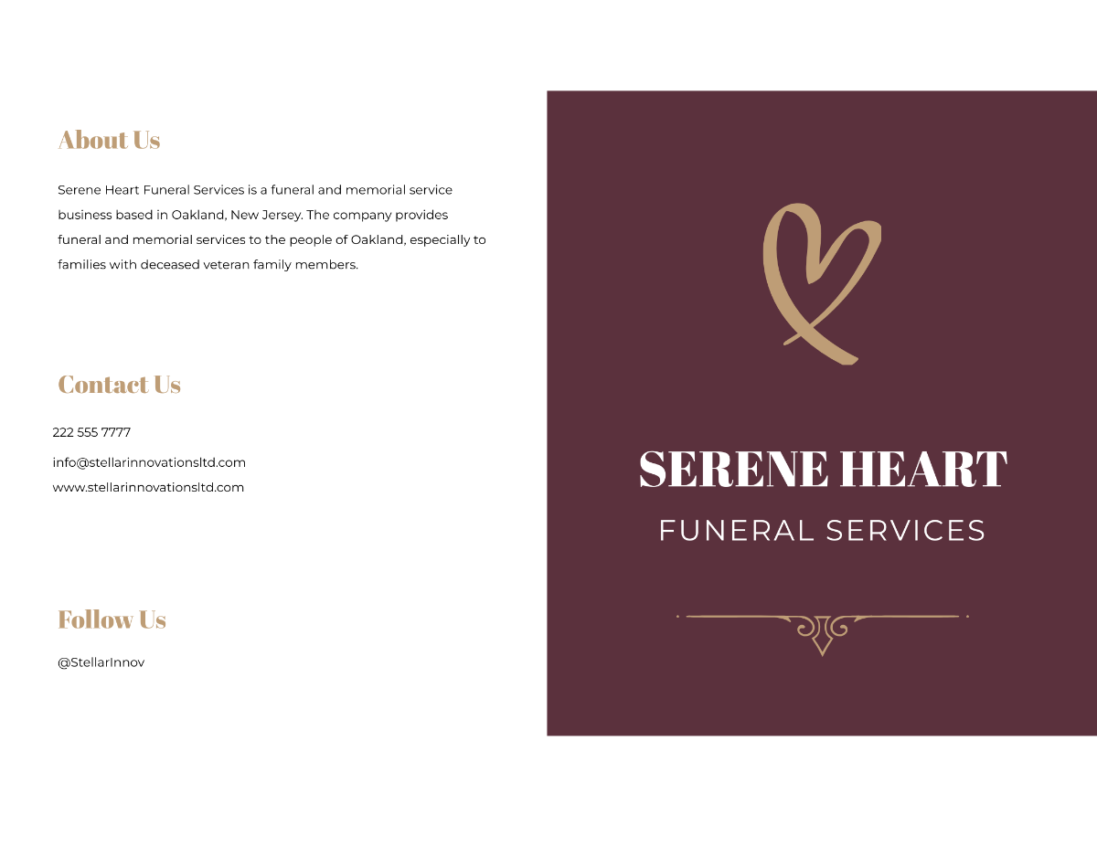 Veteran Eulogy Funeral Bi-Fold Brochure