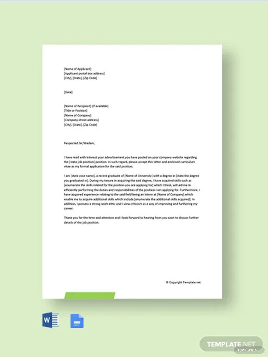 Cover Letter for Fresher Template