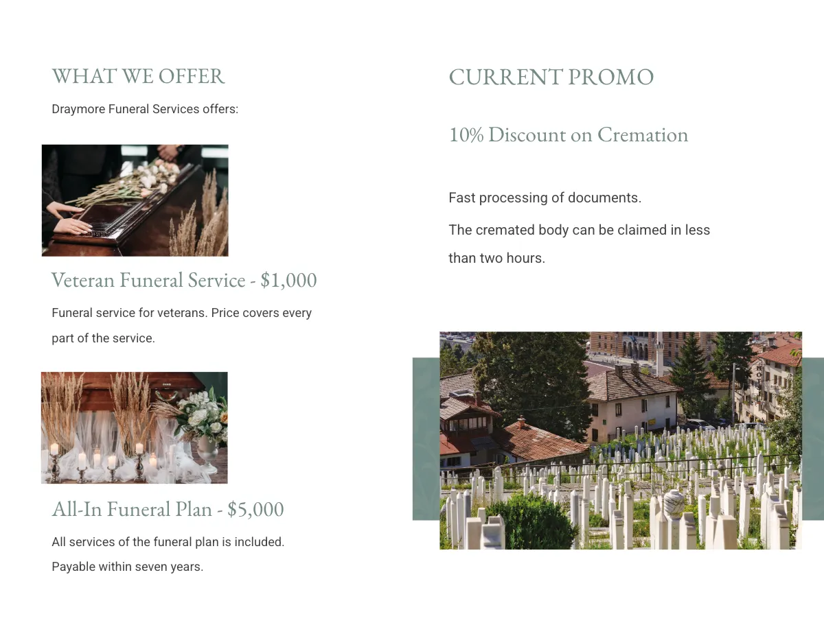 Free Veteran Funeral Program Bi-Fold Brochure Template to Edit Online