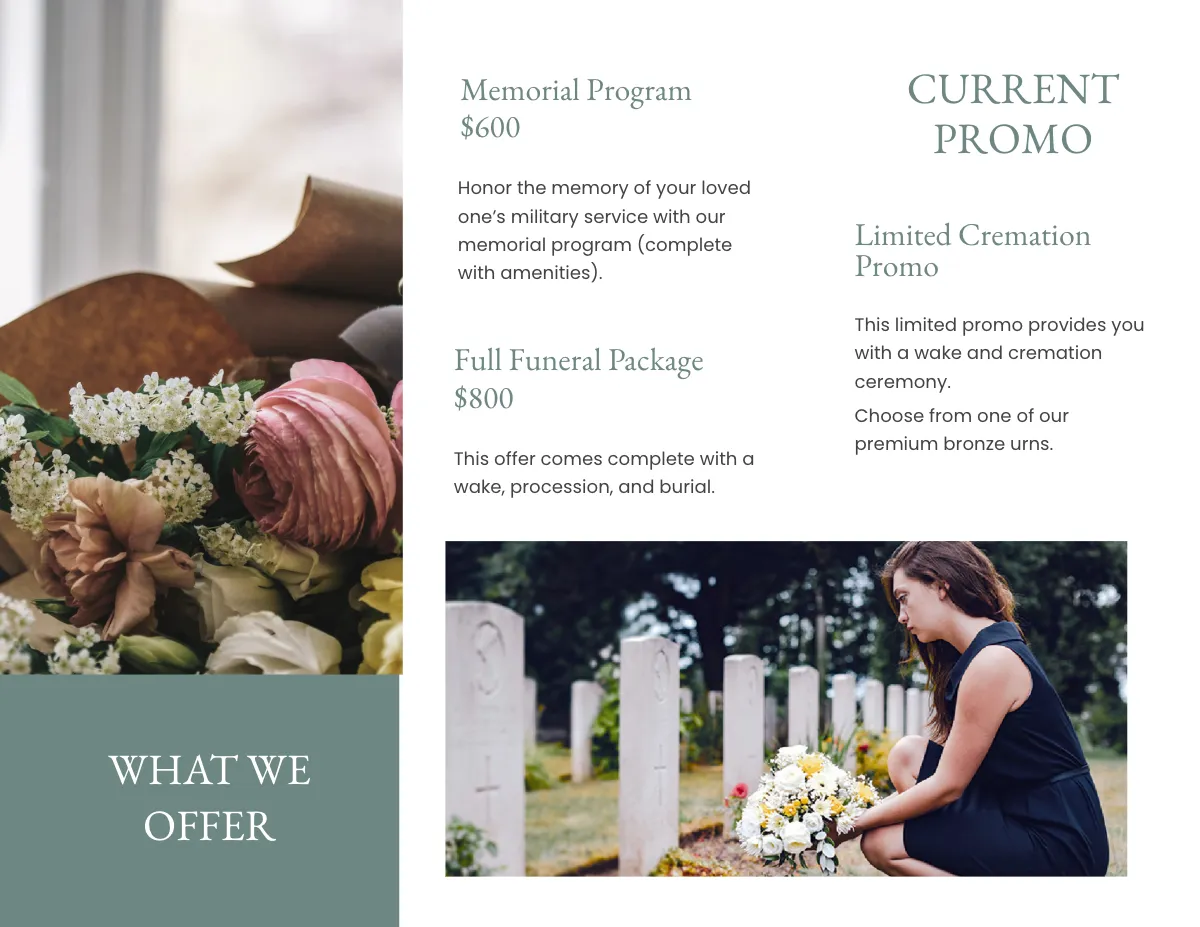 Free Veteran Funeral Program Tri-Fold Brochure Template to Edit Online