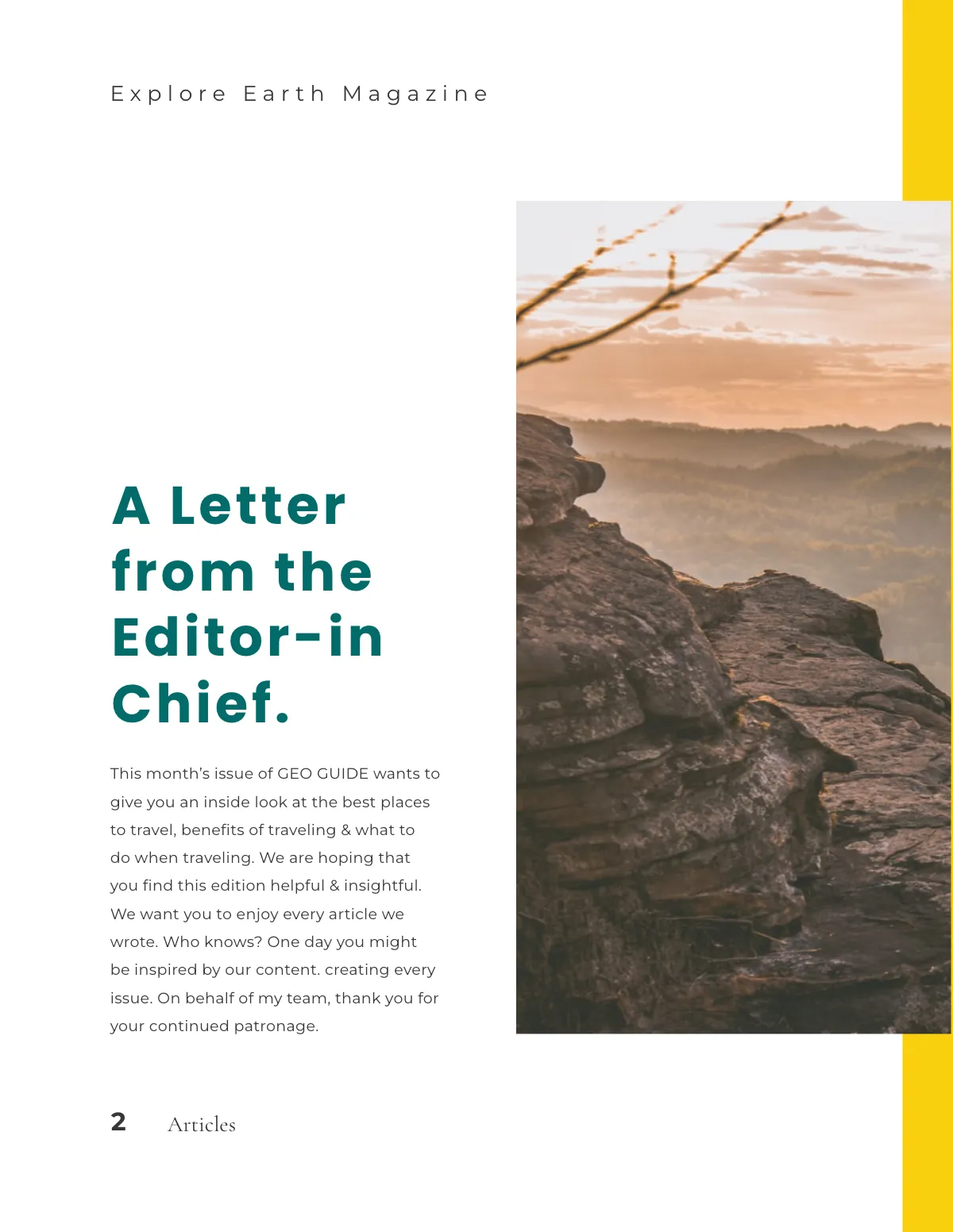 Free Geographical Traveler magazine Template to Edit Online