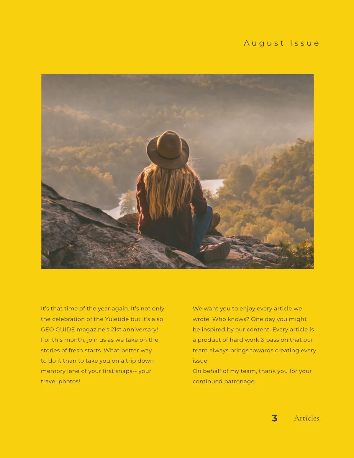 Free Geographical Traveler magazine Template to Edit Online