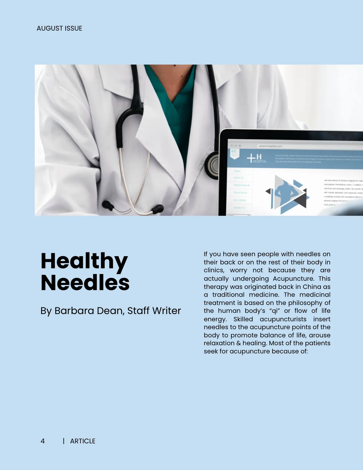 Free Simple Health Magazine Template to Edit Online