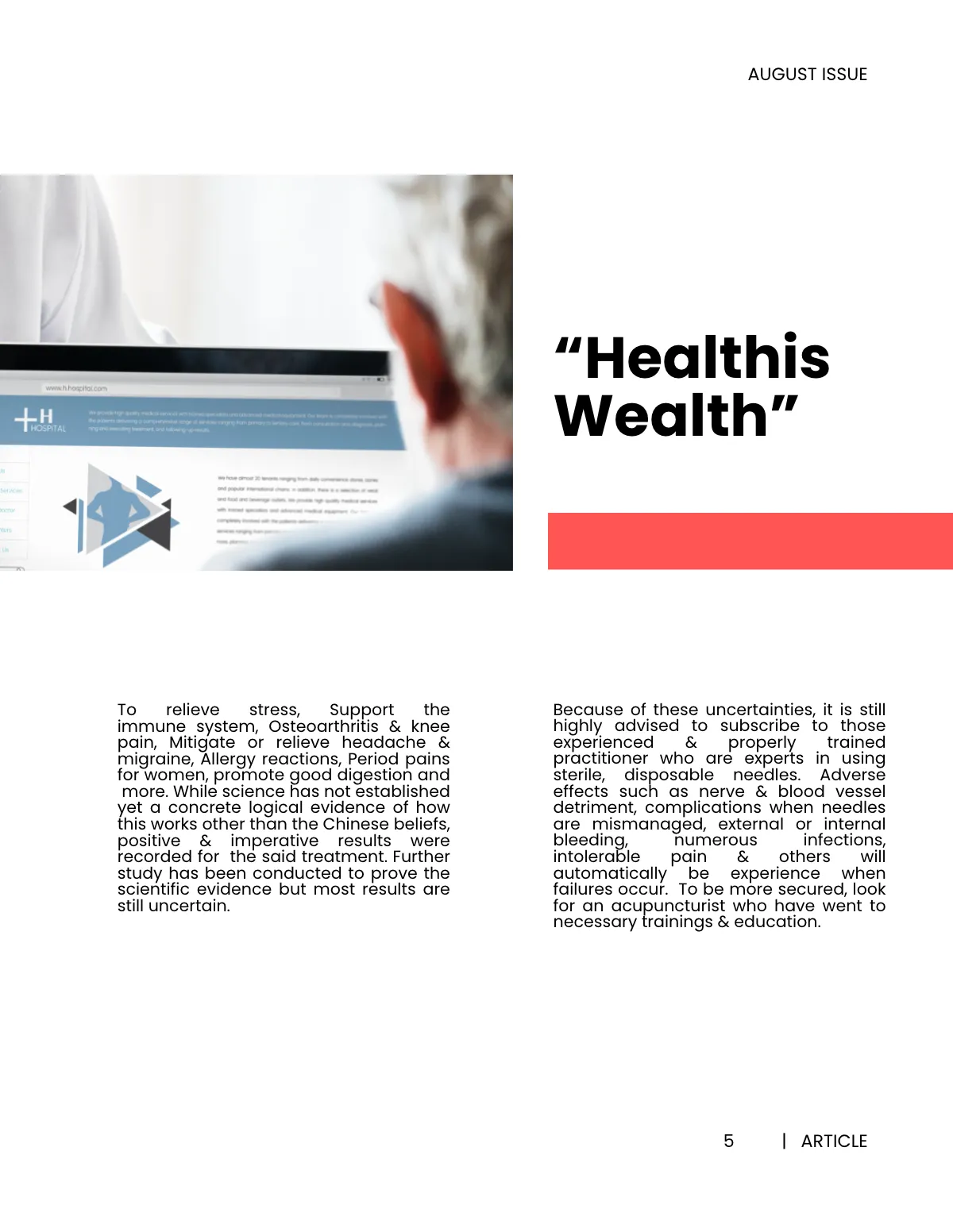 Free Simple Health Magazine Template to Edit Online