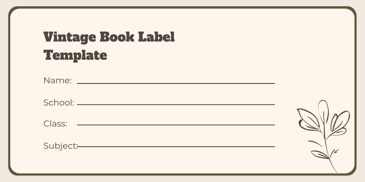 Vintage Book Label Template