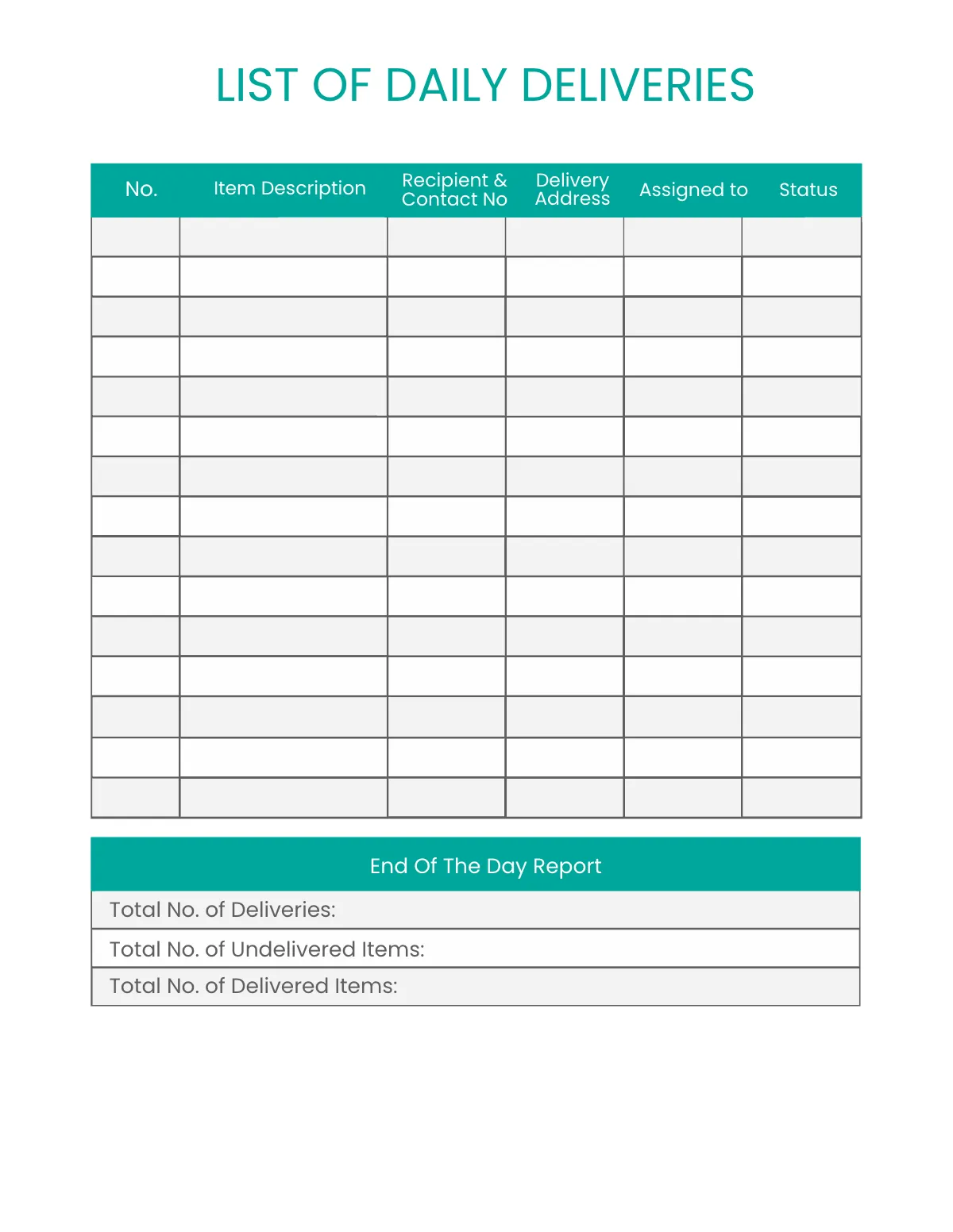 Free Delivery Route Planner Template to Edit Online