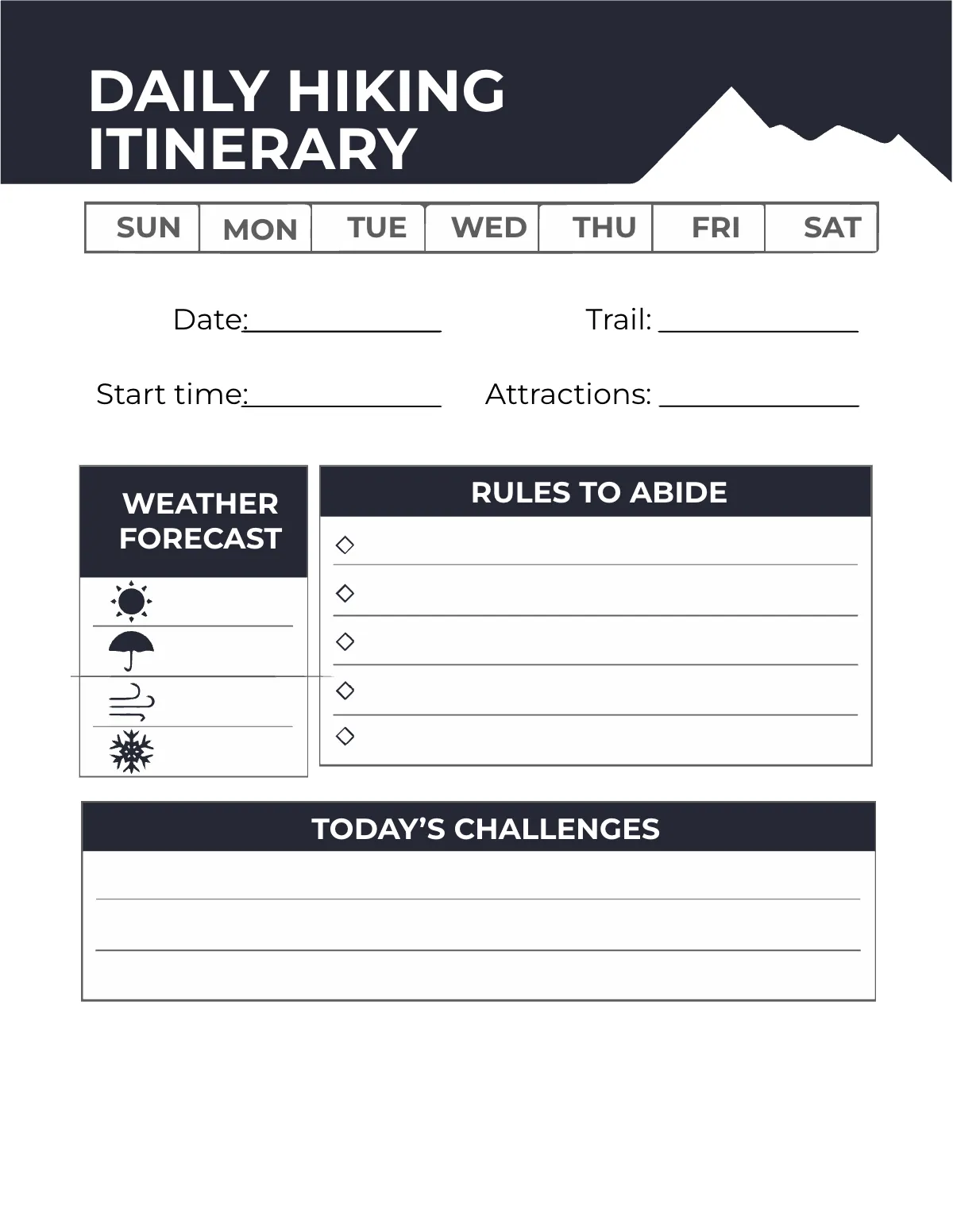 Free Hiking Route Planner Template to Edit Online