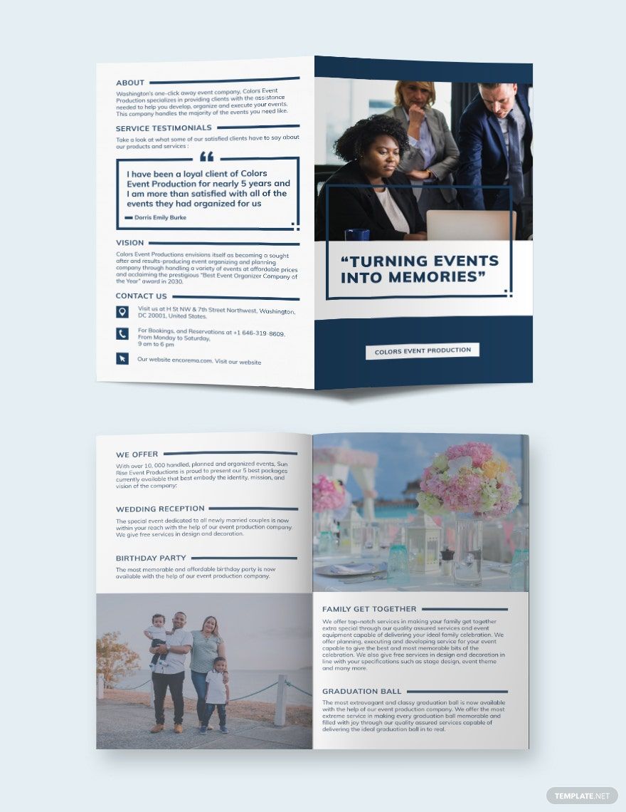 Event Planning Business Bi-Fold Brochure Template