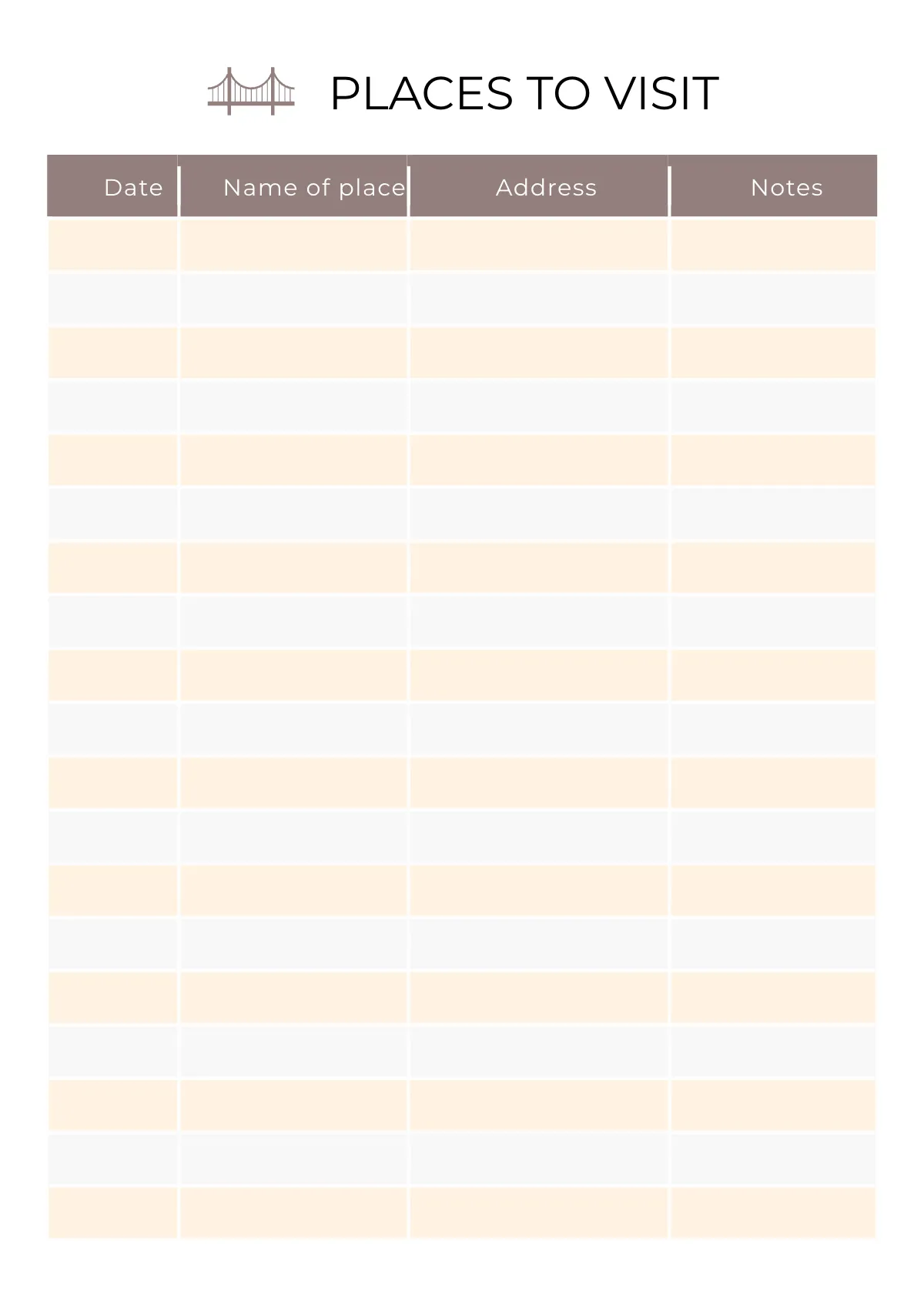 Free Printable Trip Planner Template to Edit Online