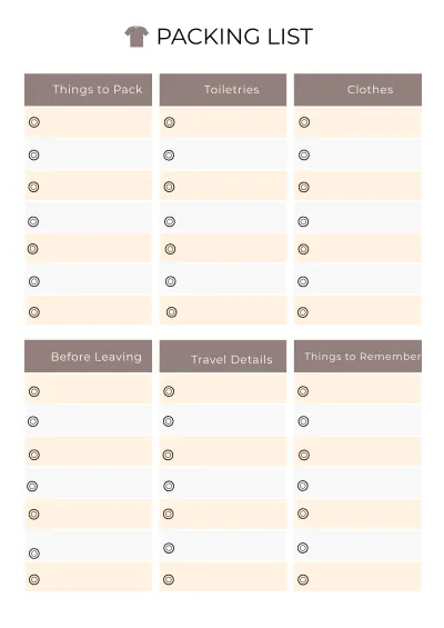 Free Printable Trip Planner Template to Edit Online