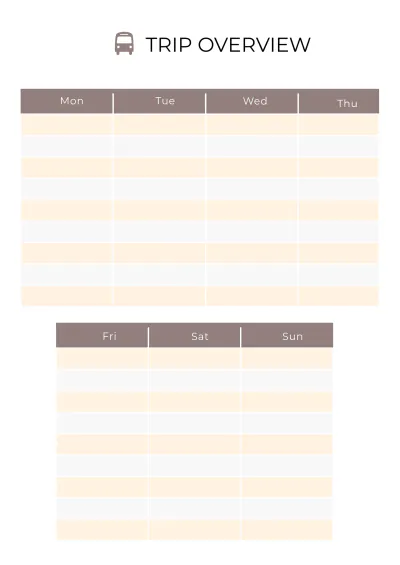 Free Printable Trip Planner Template to Edit Online