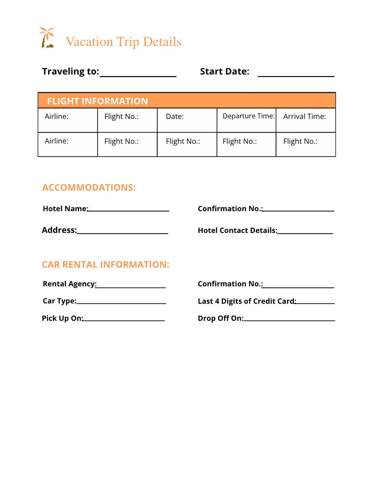 Free Summer Travel Planner Template to Edit Online