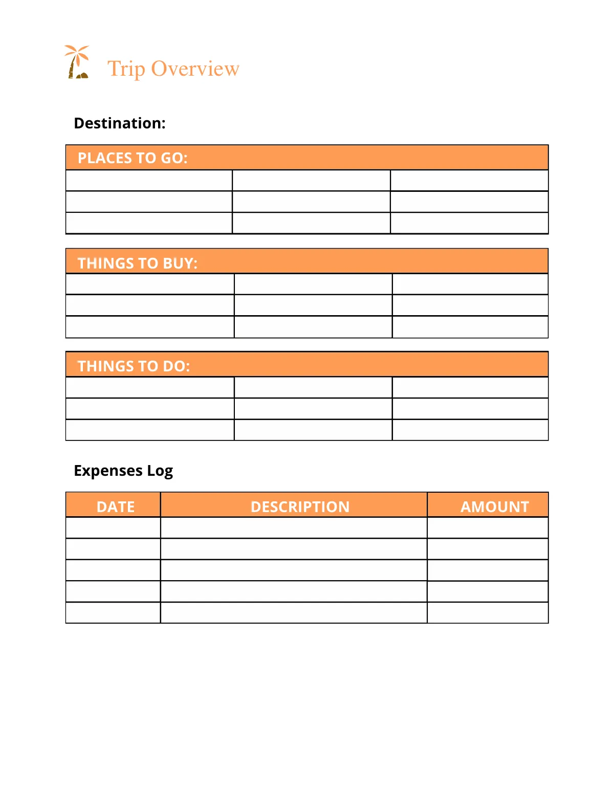 Free Summer Travel Planner Template to Edit Online