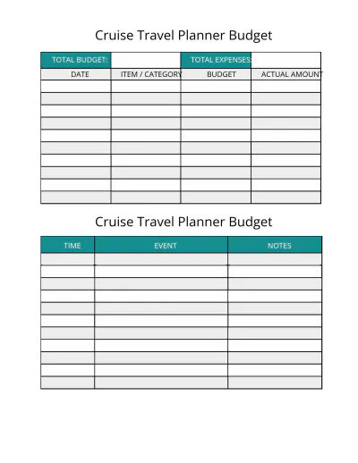 Free Cruise Travel Planner Template to Edit Online