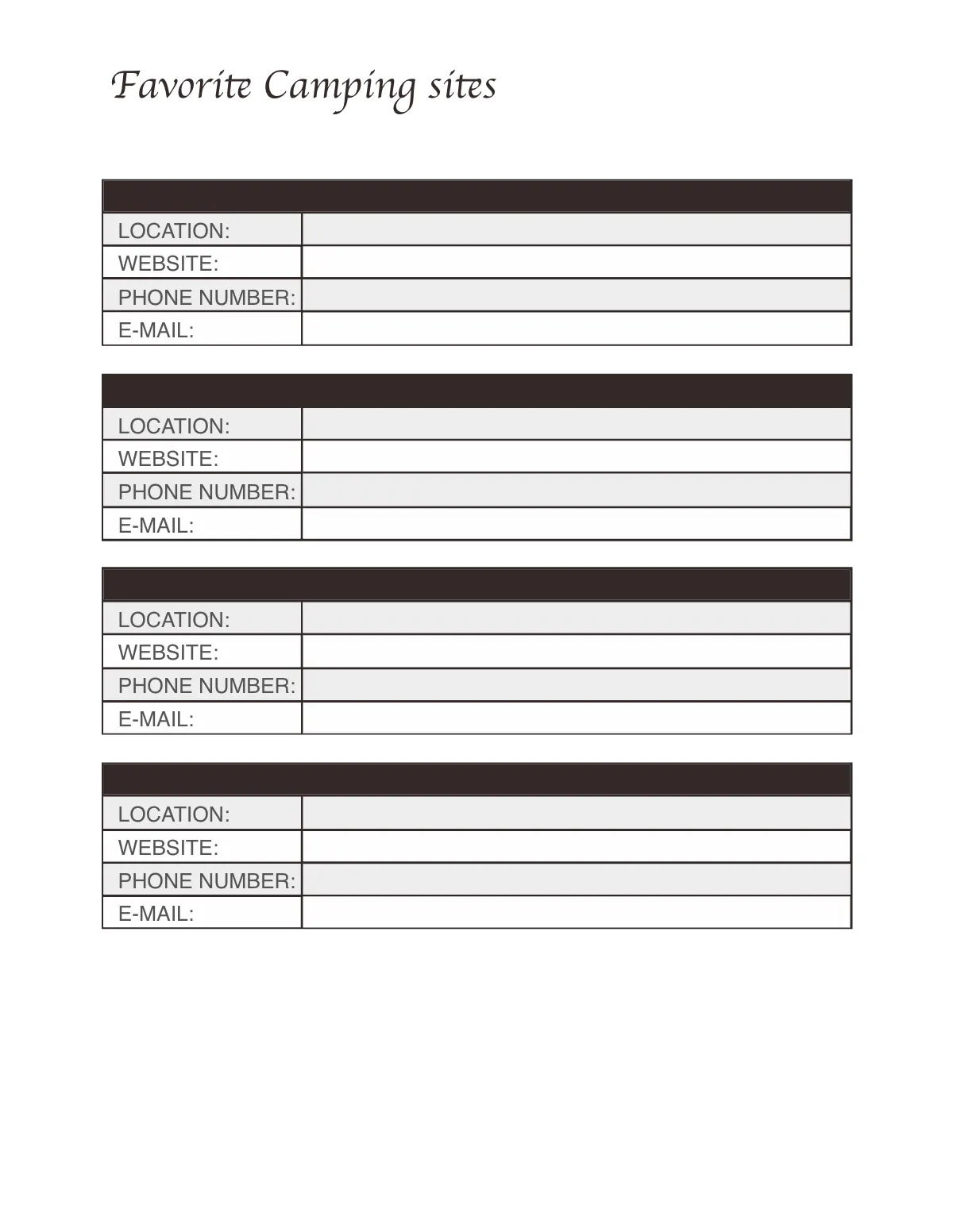 Free Camping Travel Planner Template to Edit Online