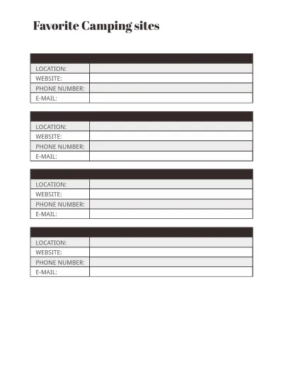 Free Camping Travel Planner Template to Edit Online