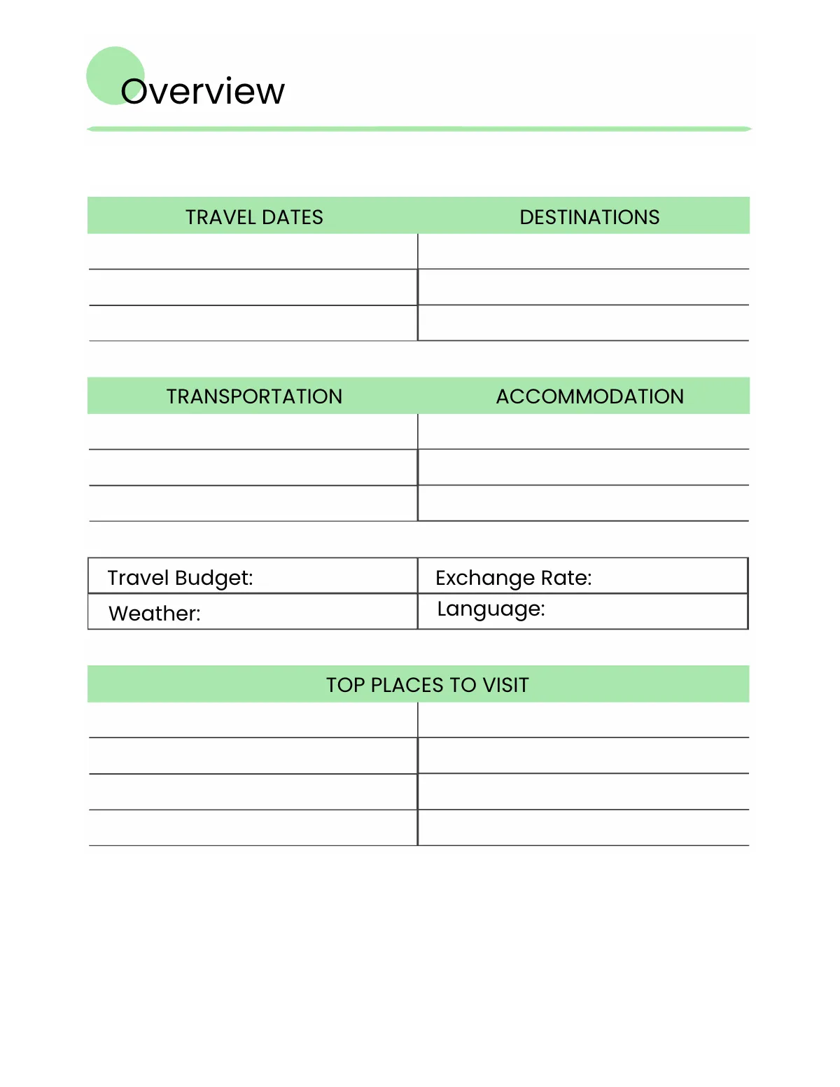 Free Backpacking Travel Planner Template to Edit Online