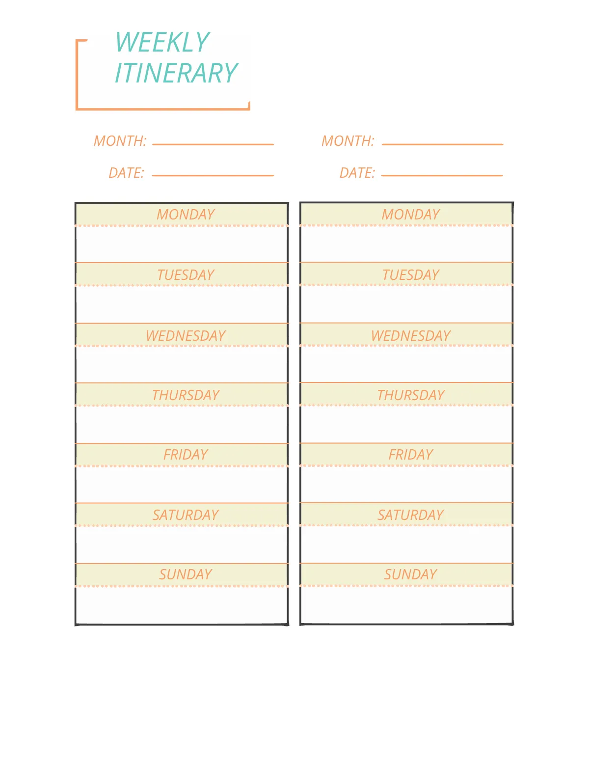 Free Monthly Travel Planner Template to Edit Online