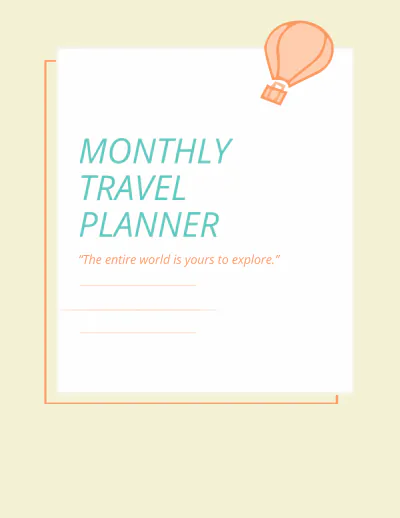Free Monthly Travel Planner Template to Edit Online
