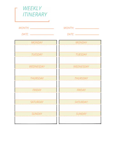 Free Monthly Travel Planner Template to Edit Online