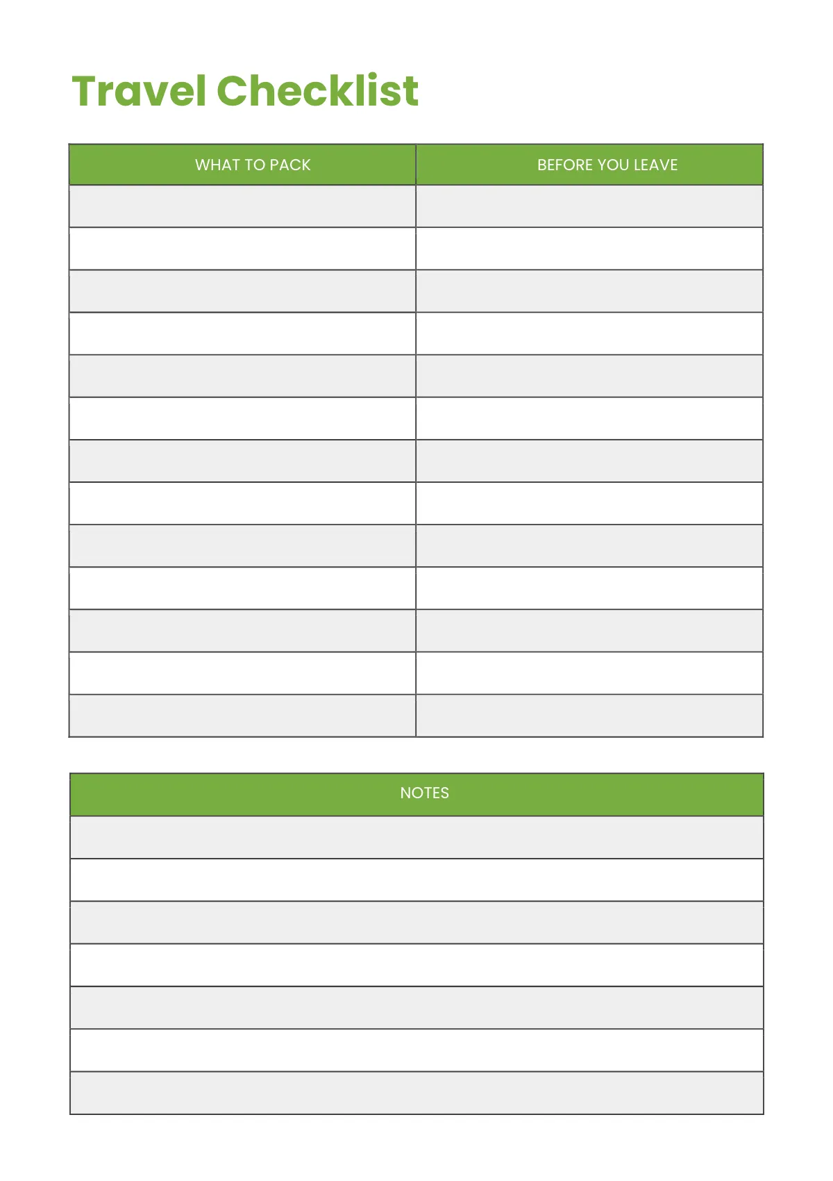 Free Simple Travel Planner Template to Edit Online