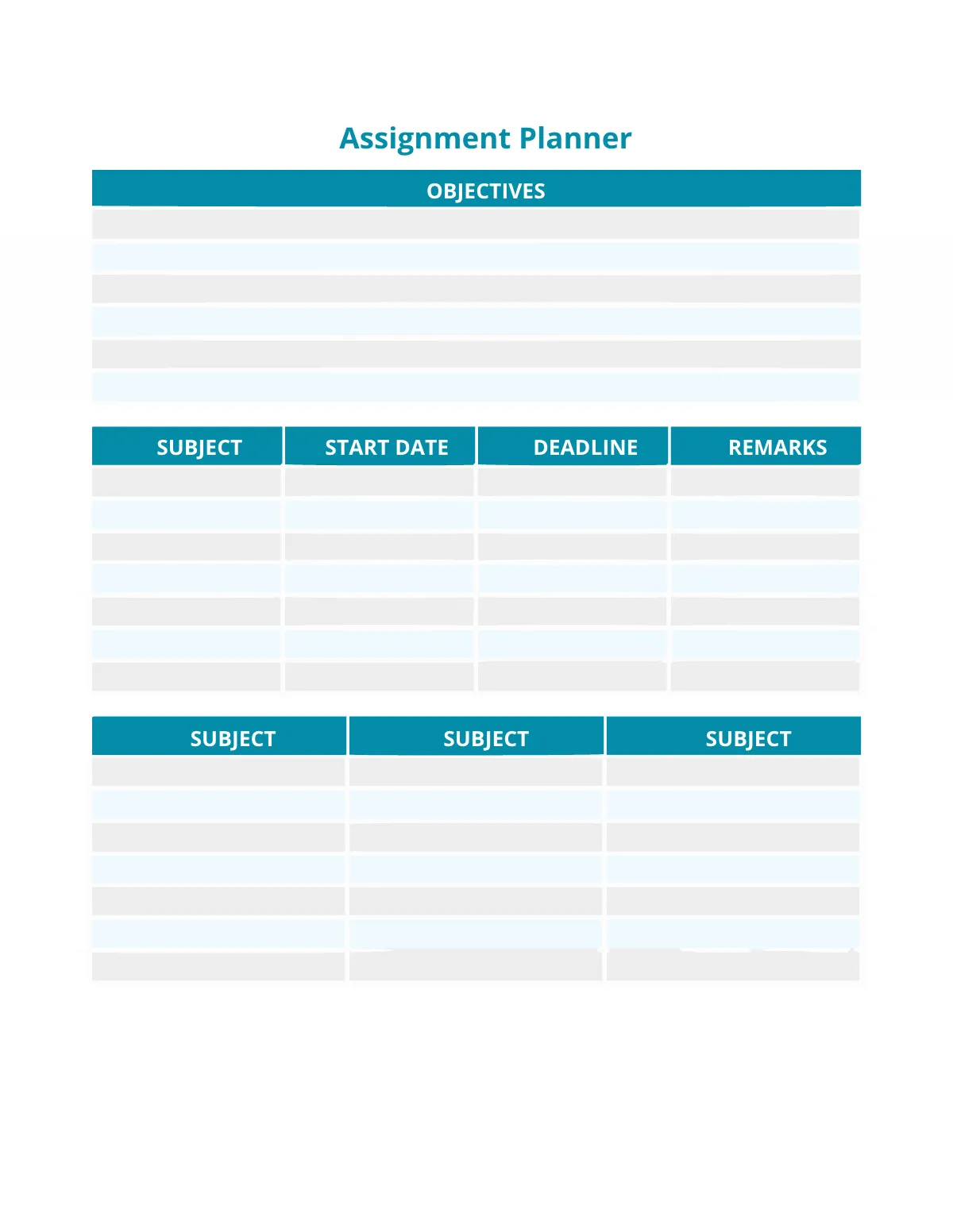 Free Academic Planner Template to Edit Online