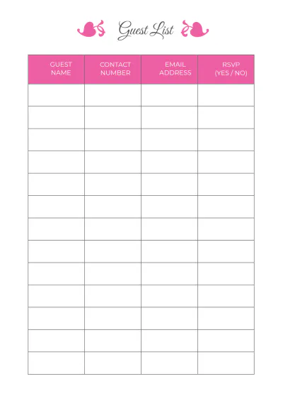 Free Basic Wedding Planner Template to Edit Online