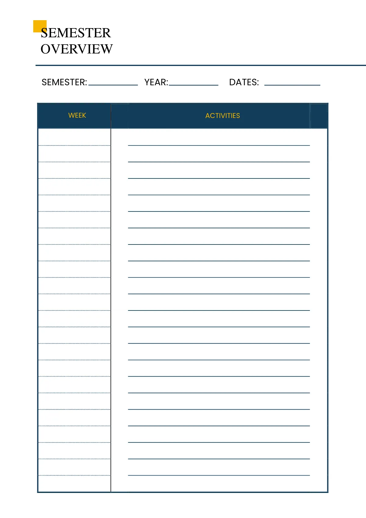Free Blank College Planner Template to Edit Online