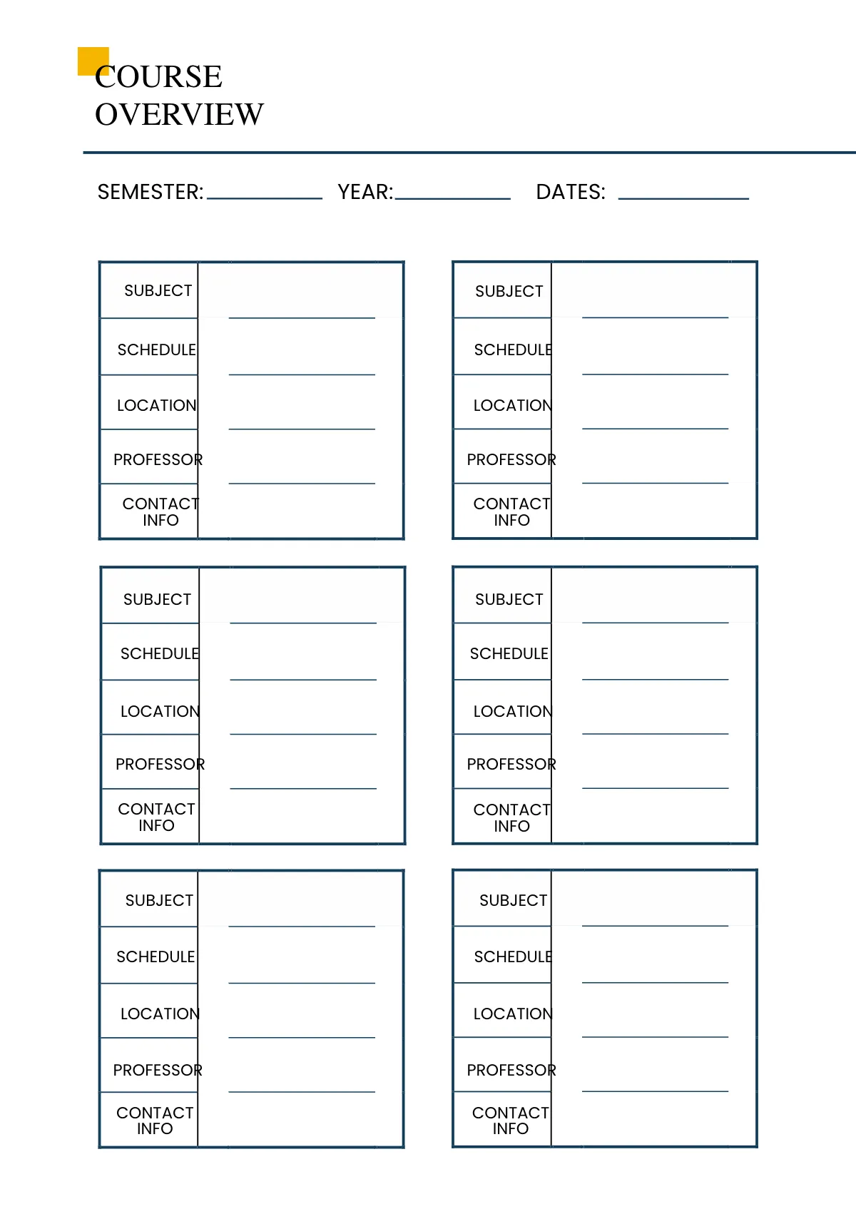 Free Blank College Planner Template to Edit Online
