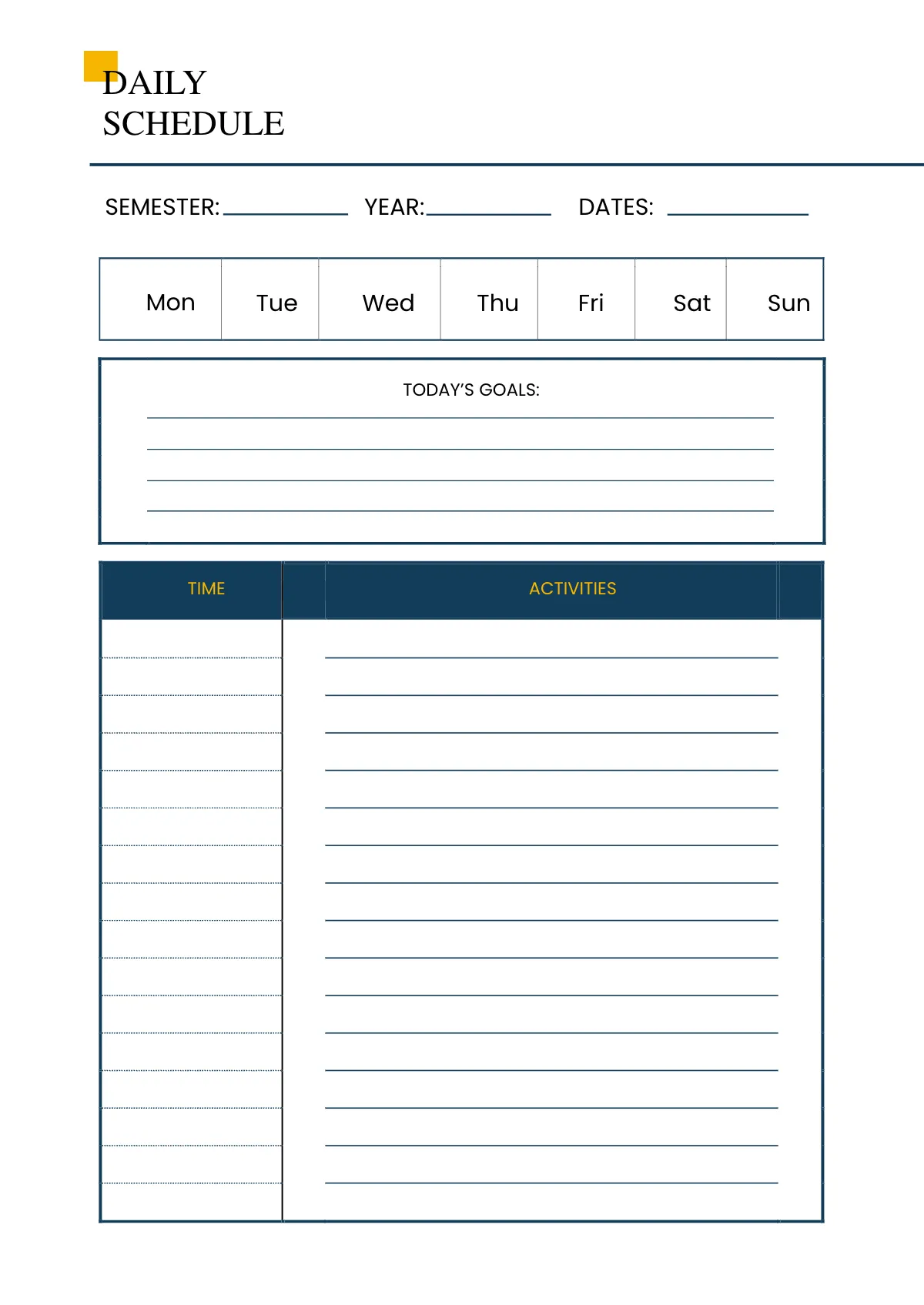 Free Blank College Planner Template to Edit Online