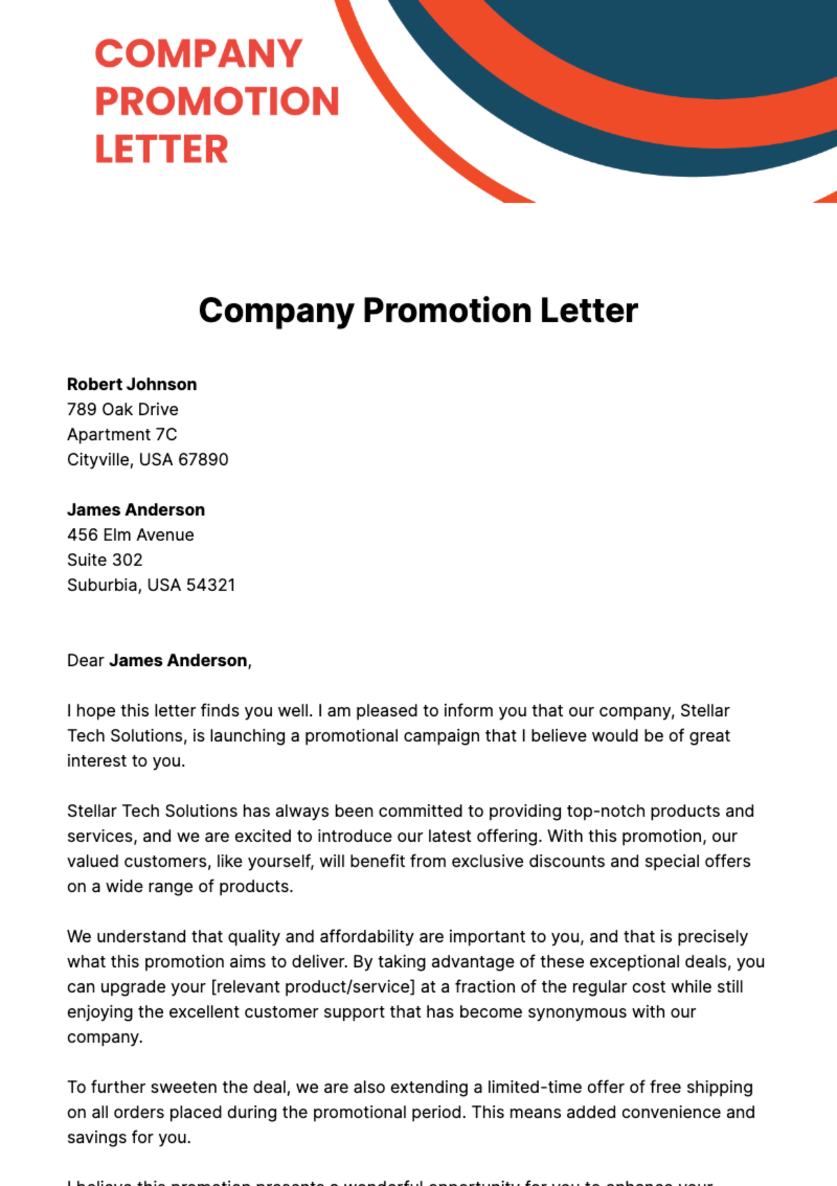 Free Company Promotion Letter Template