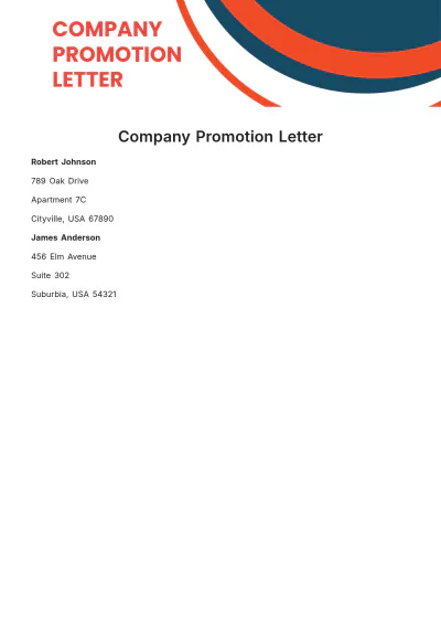 Free Company Promotion Letter Template to Edit Online