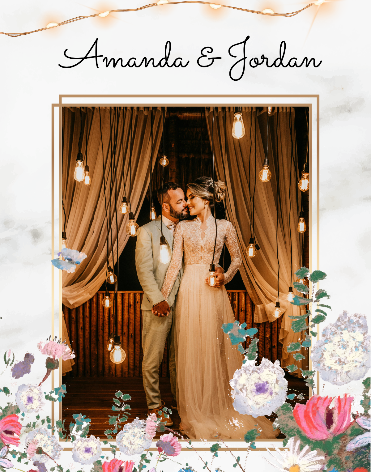 Aesthetic Wedding Photo Frame Template - Edit Online & Download