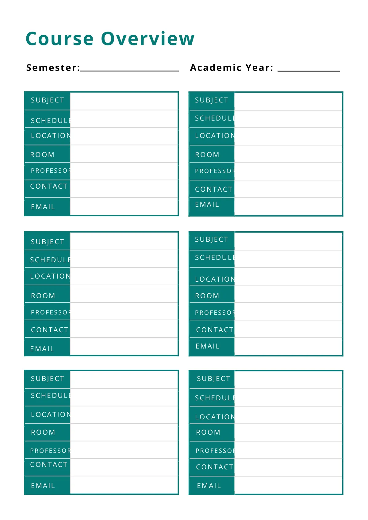 Free Printable Course Planner Template to Edit Online
