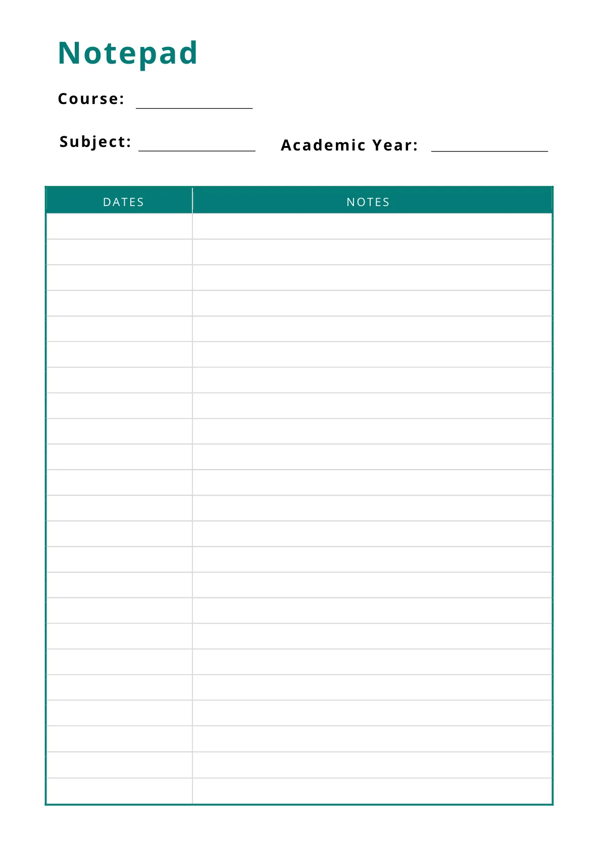 Free Printable Course Planner Template to Edit Online