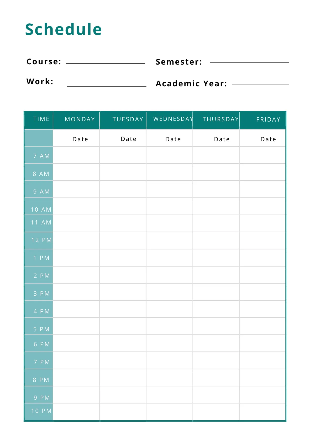 Free Printable Course Planner Template to Edit Online