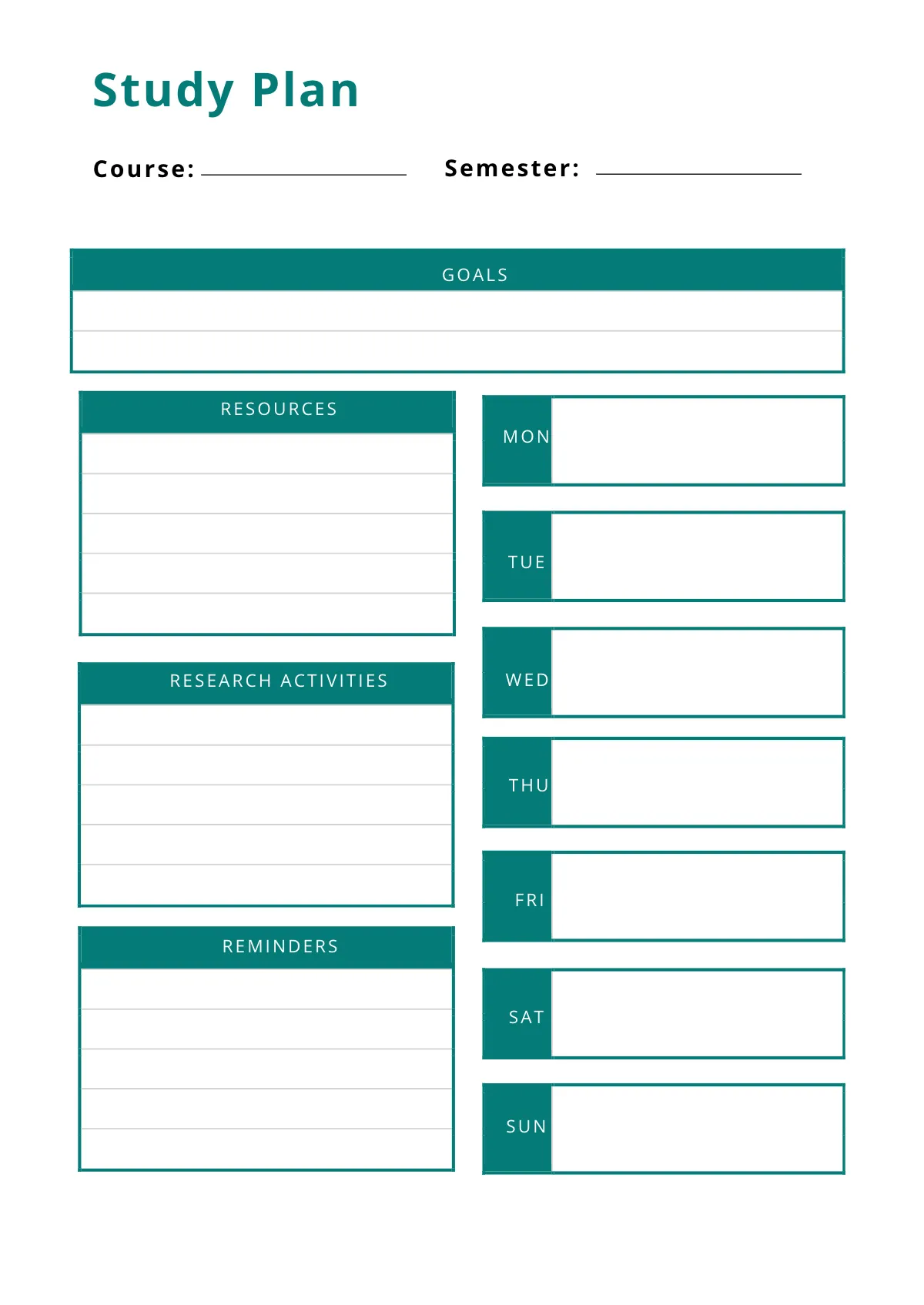 Free Printable Course Planner Template to Edit Online