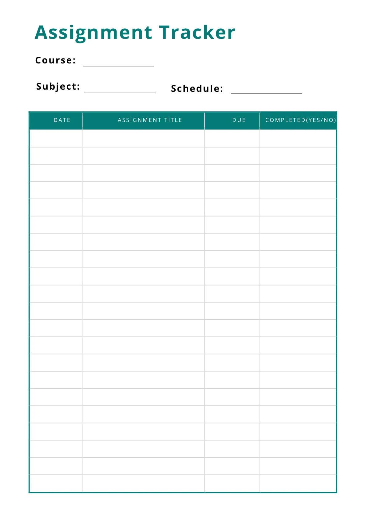 Free Printable Course Planner Template to Edit Online