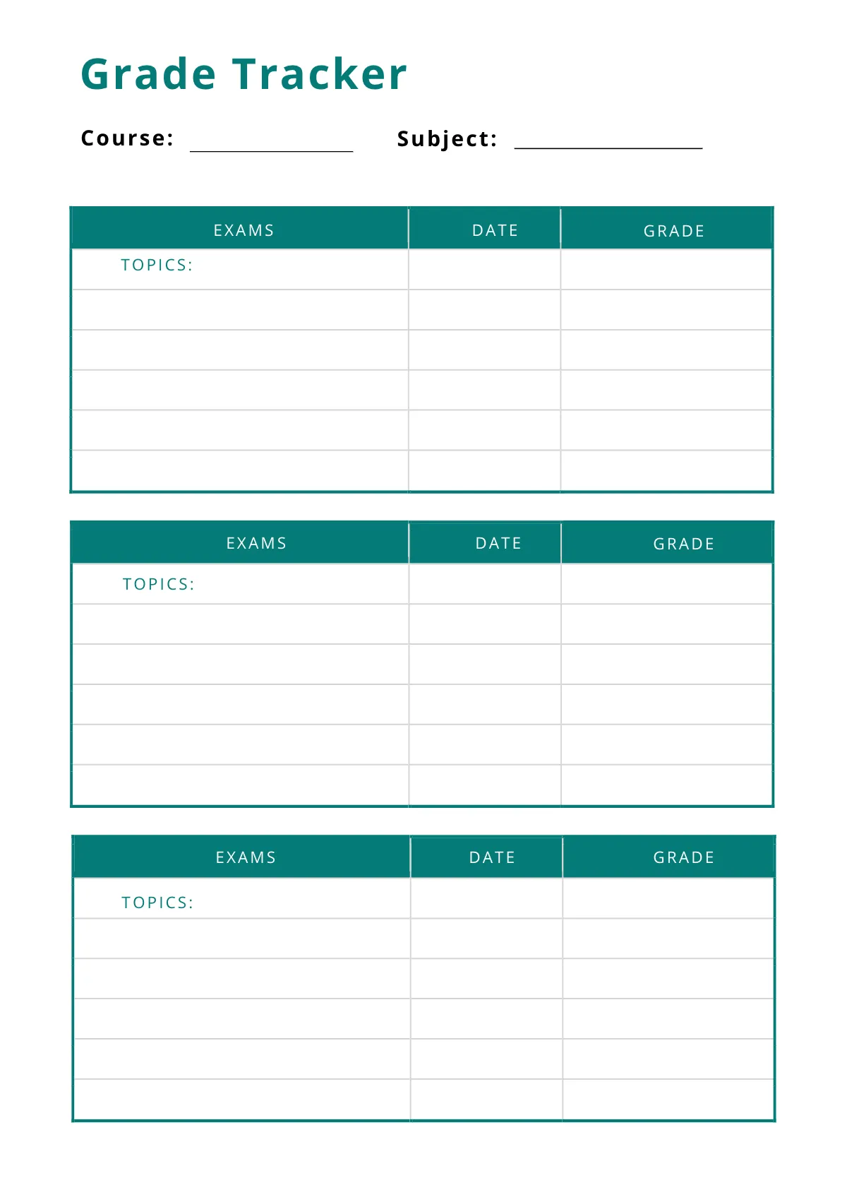 Free Printable Course Planner Template to Edit Online