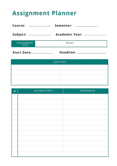 Free Printable Course Planner Template to Edit Online