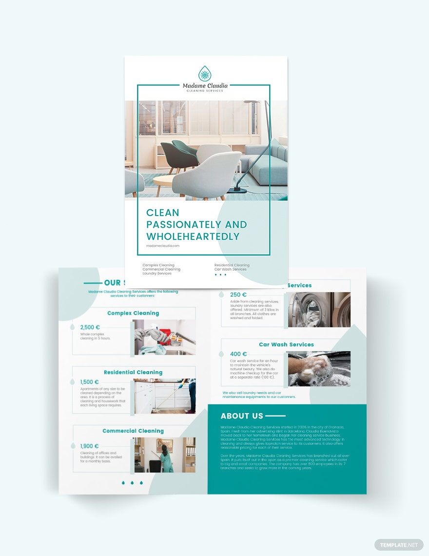 Cleaning Service Company Bi-Fold Brochure Template
