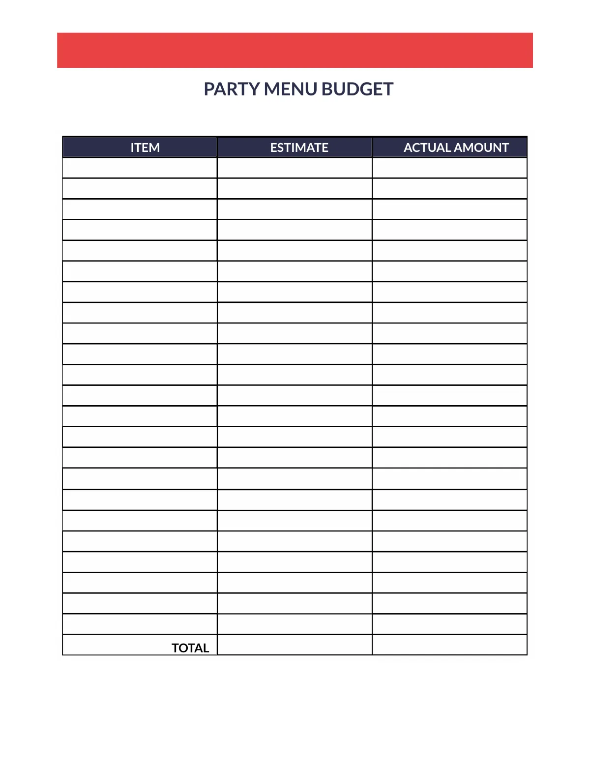 Free Party Menu Planner Template to Edit Online
