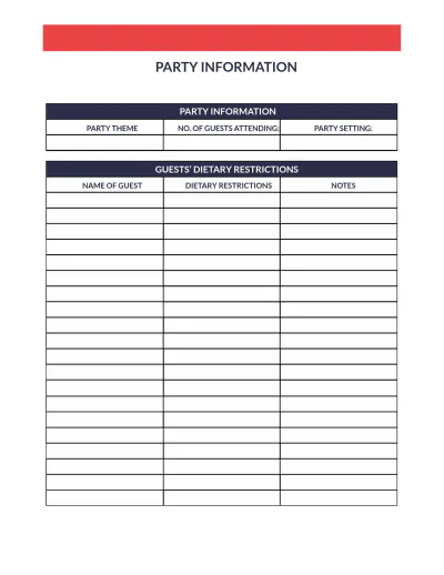 Free Party Menu Planner Template to Edit Online