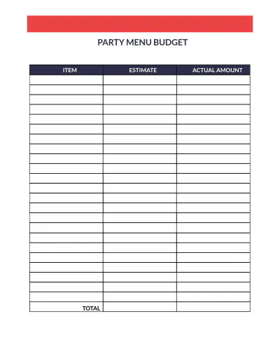 Free Party Menu Planner Template to Edit Online