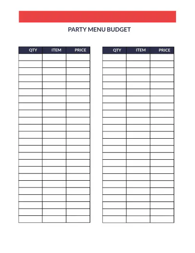 Free Party Menu Planner Template to Edit Online